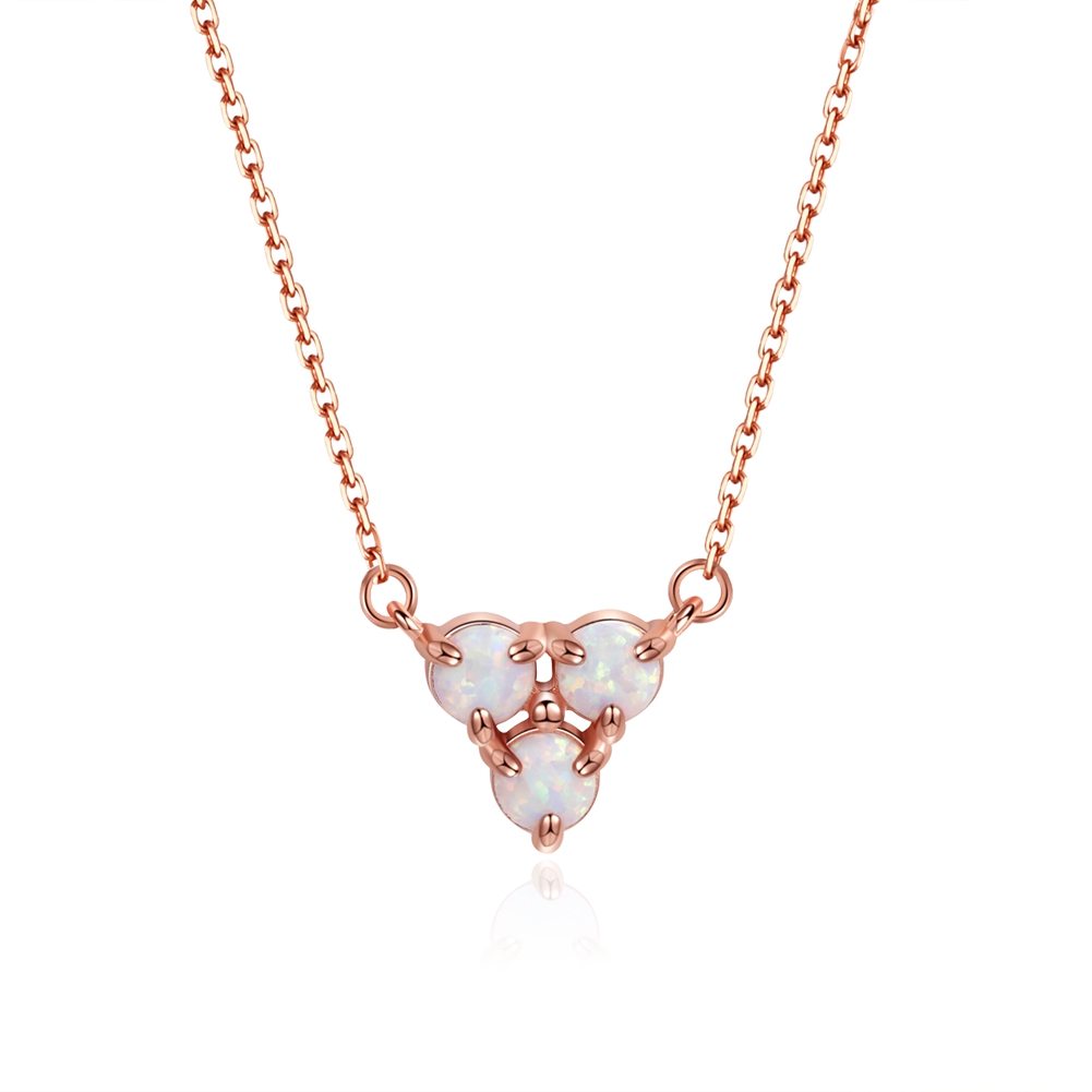 Women 925 Sterling Silver Round Bezel Opal Pendant Necklace