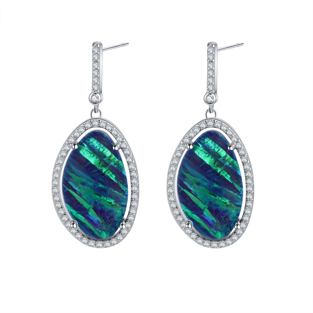 Sterling Silver Opal Earrings