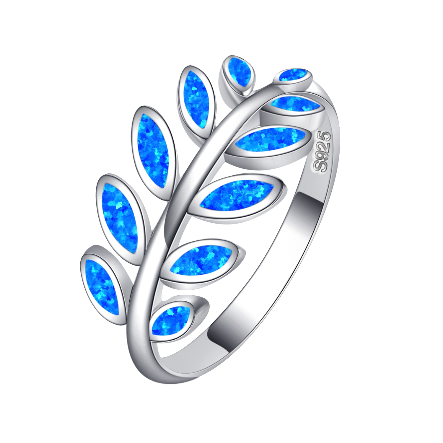 High quality Sterling silver 925 Blue opal rings Olive leaf opal ring Greek Ancient Jewellery