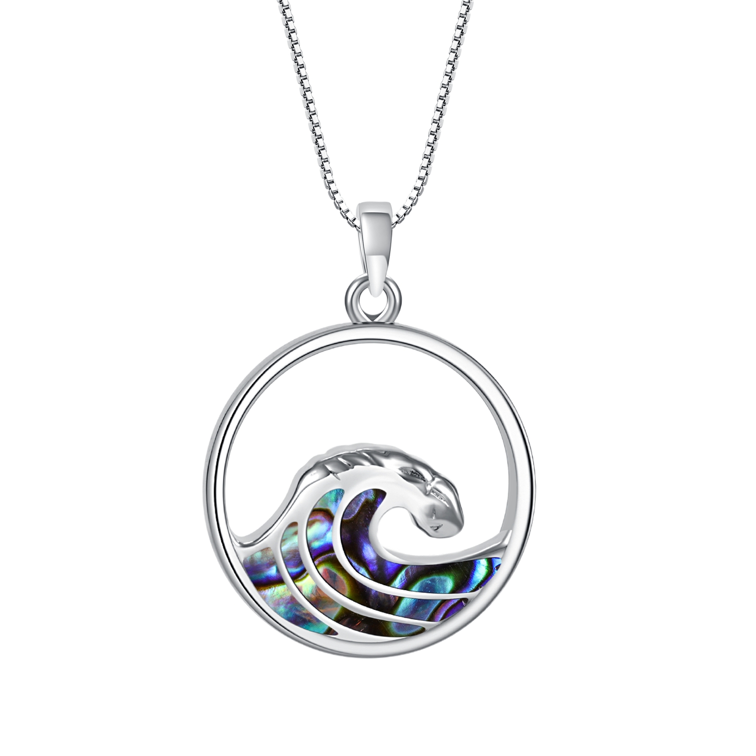 925 Sterling ocean  Abalone wave pendant charm nautical jewelry gift for her