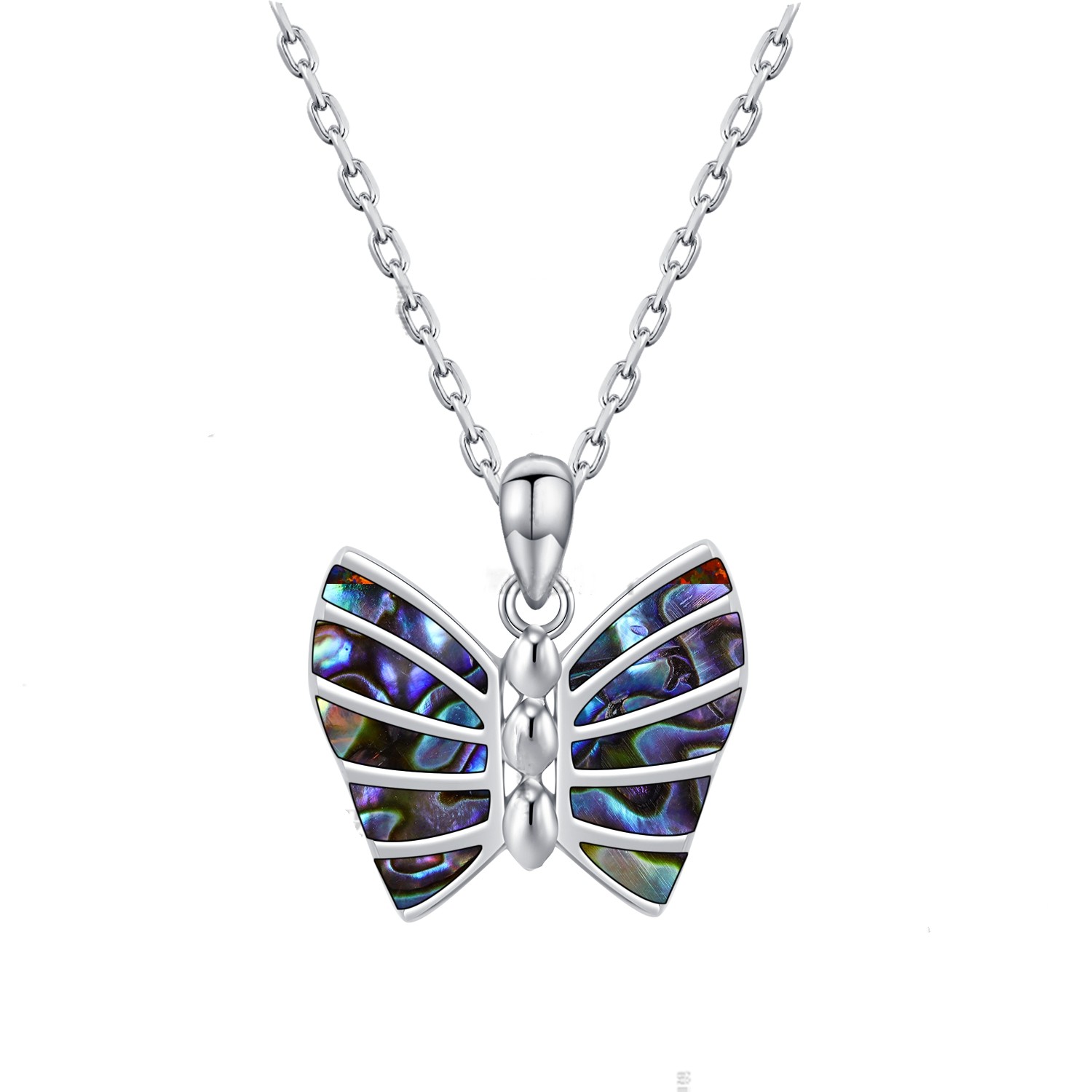 925 Sterling Silver Created Opal Butterfly pendant necklace Jewelry for Women Teens Birthday Gifts