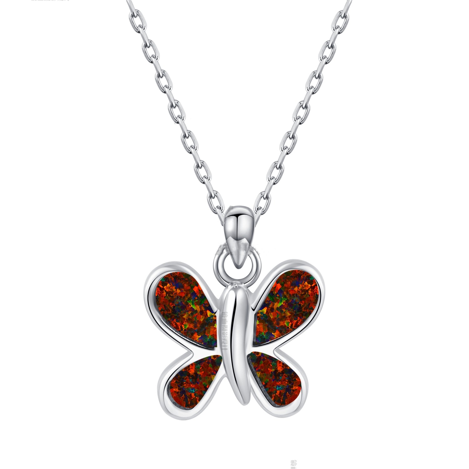 Butterfly Necklace for Women, 925 Sterling Silver Cute Opal Butterfly Pendant Jewelry For Women