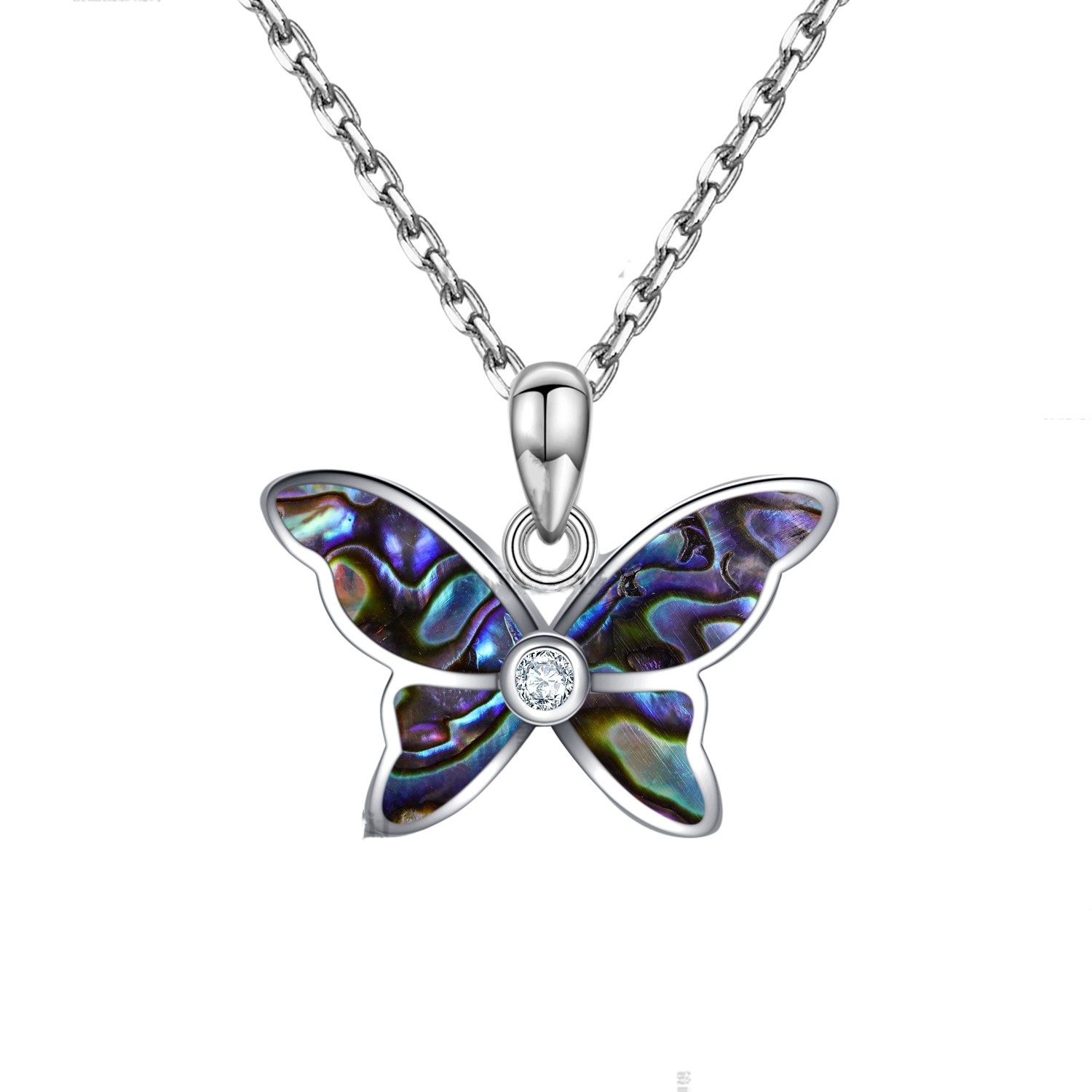 Blue Butterfly Necklace for Women 925 Sterling Silver Opal Pendant Necklace