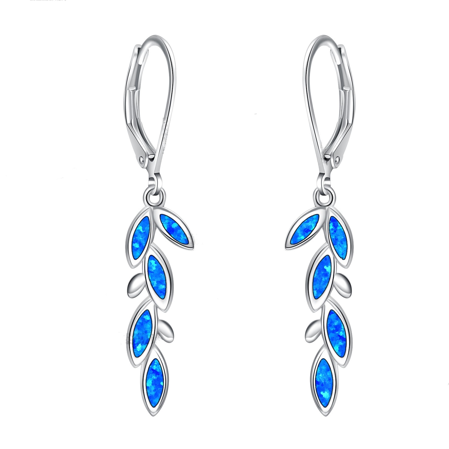 Hypoallergenic Olive Leaf dangle Opal Earrings Lightweight Cutie Gifts for Girls Women Earrings for Sensitive Ears