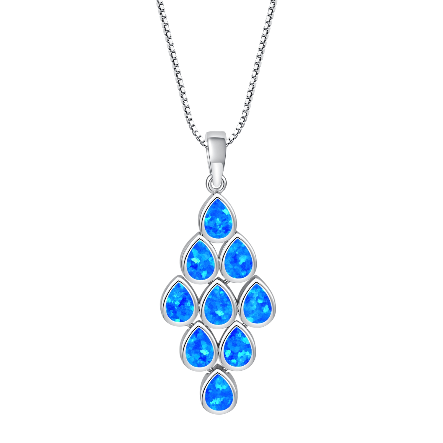 Opal Gem Opal Necklaces for Women,925 Sterling Silver Opal Teardrop Pendant Necklace