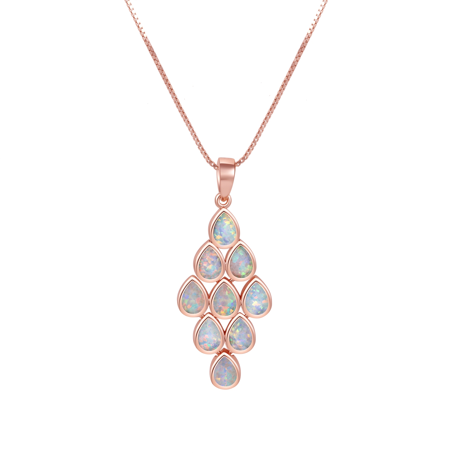 Opal Gem Opal Necklaces for Women,925 Sterling Silver Opal Teardrop Pendant Necklace