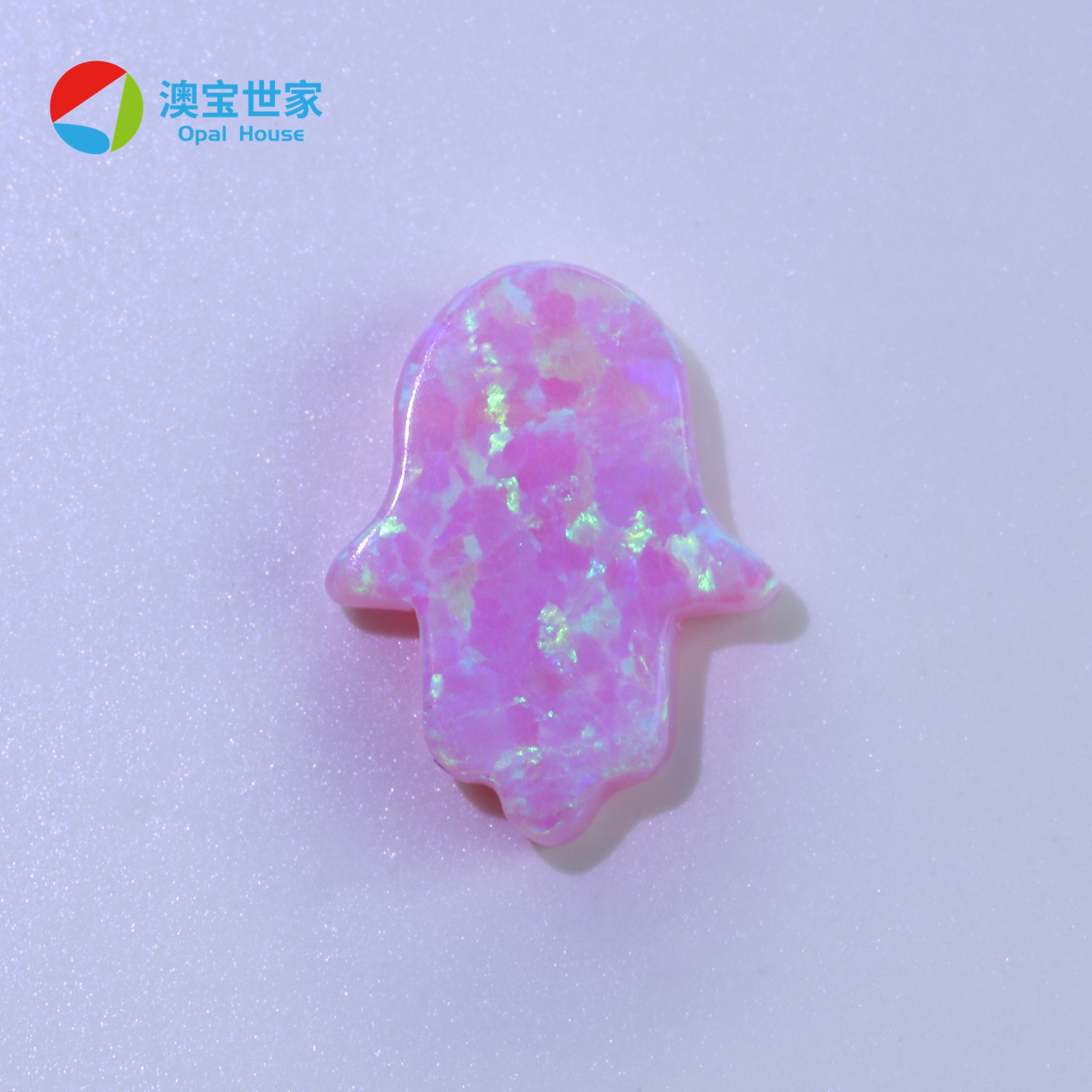  Created Opal Hamsa Hand Pendant Necklace